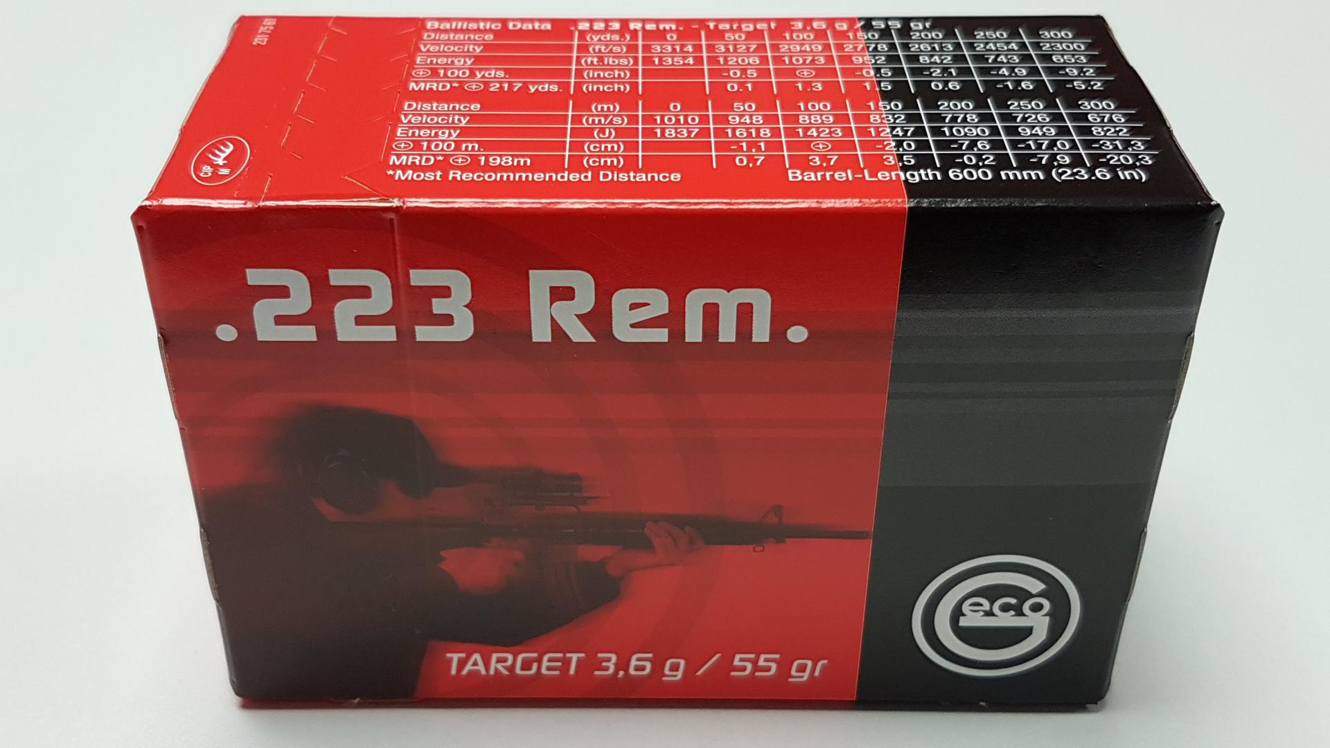 CARTOUCHES .223 REM 55 GR TARGET FMJ