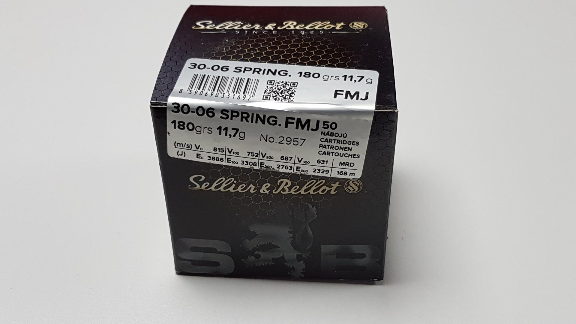 CARTOUCHES SELLIER &#38; BELLOT CAL 30-06 180 GR FMJ